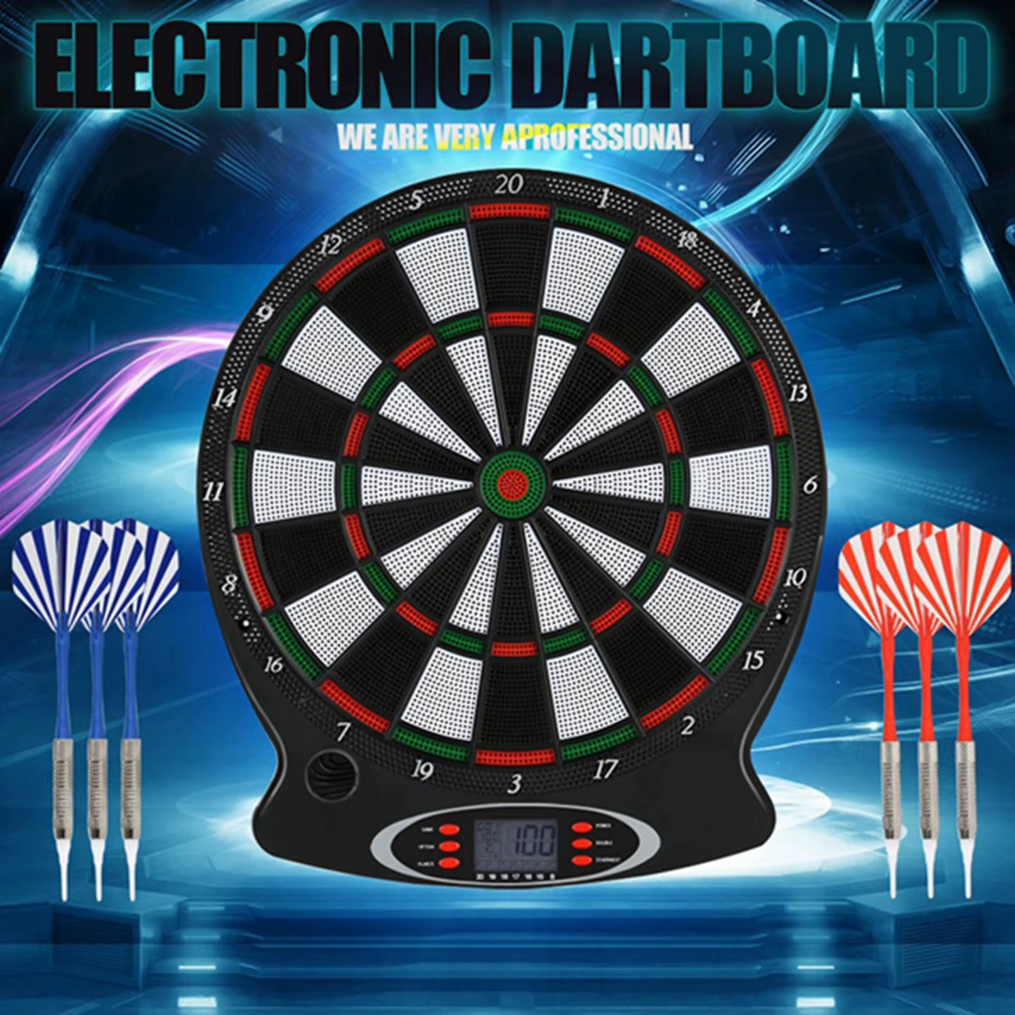 1Pc Professional Electronic Hanging Dartboard LCD Scoring Indicator Dart Game with 6Pcs Darts