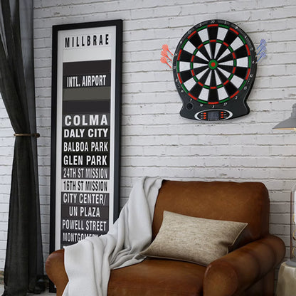 1Pc Professional Electronic Hanging Dartboard LCD Scoring Indicator Dart Game with 6Pcs Darts