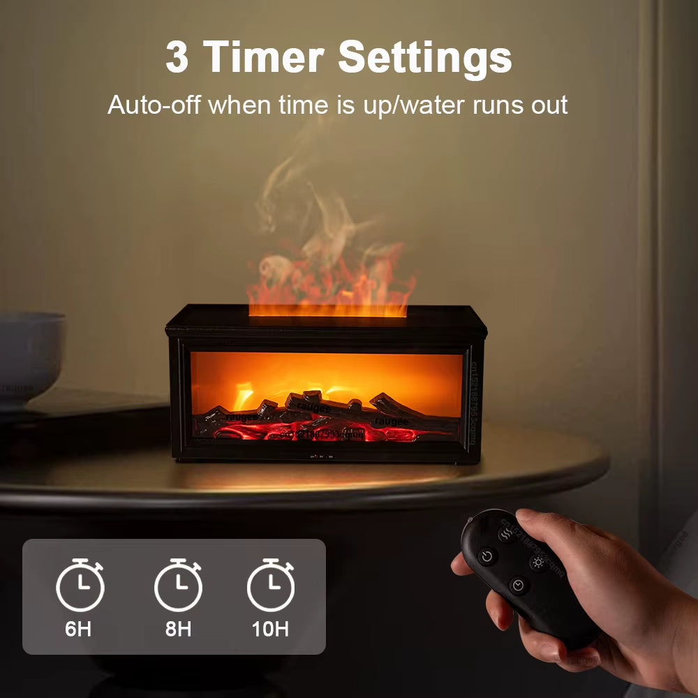 Aroma Air Humidifier Flame Fireplace Essential Oil Diffuser Desktop USB Cool Mist Maker Ultrasonic Aroma Diffuser with Remote